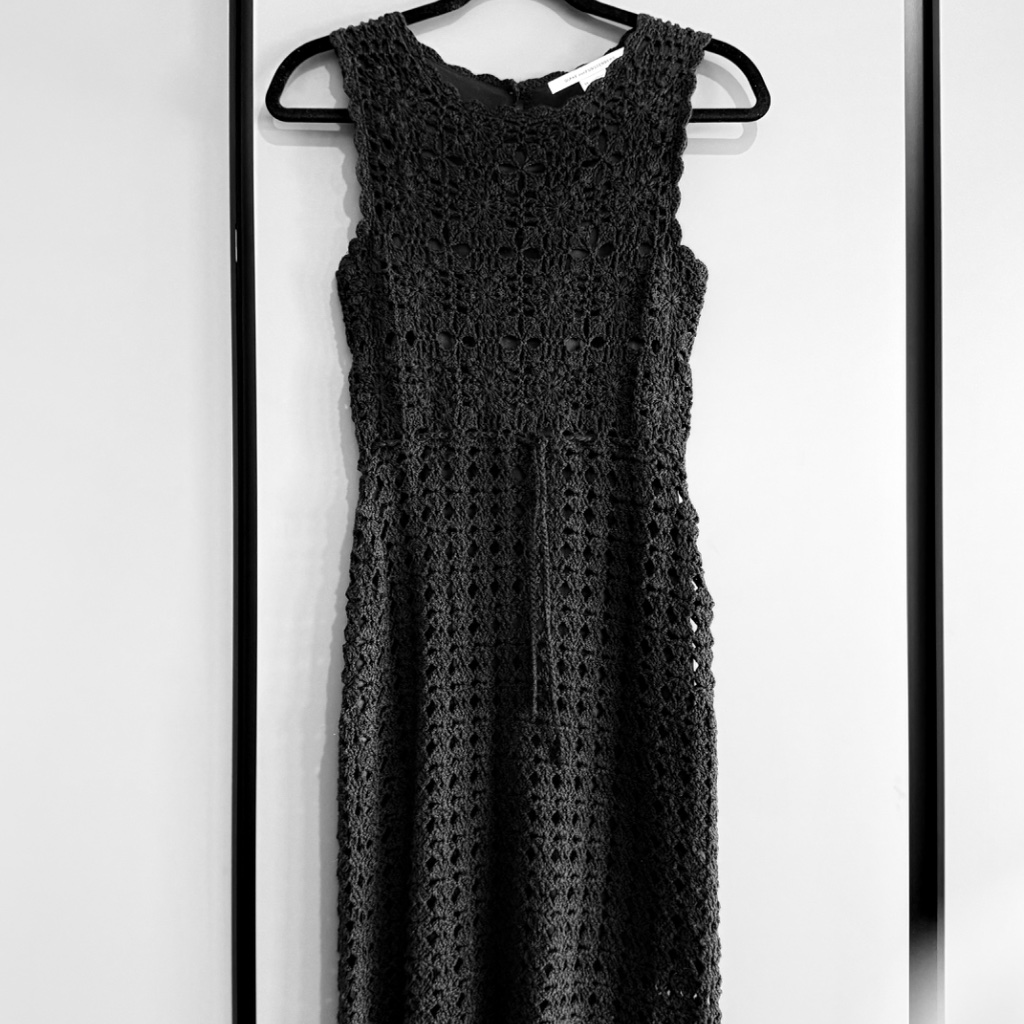 Black Crochet Diane Von Furstenberg Dress Size S